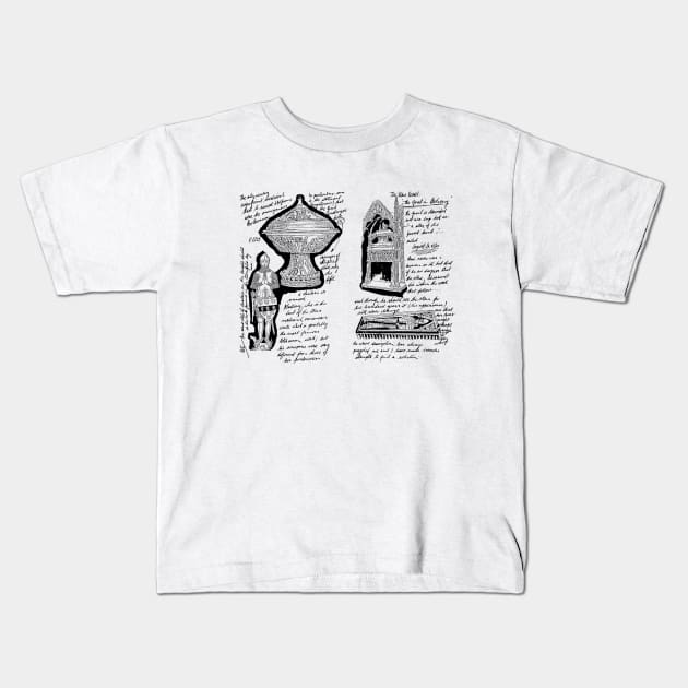 Grail Diary Pages #2 (BLACK) Kids T-Shirt by TheUnseenPeril